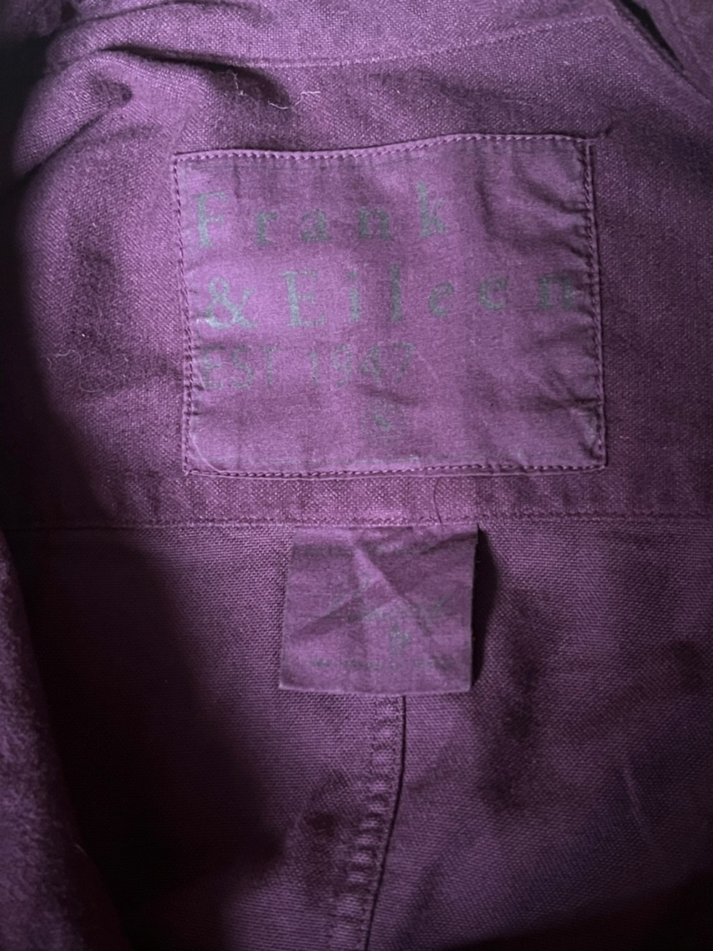 A26 Frank & Eileen | Women’s Deep Purple Button Down Shirt, single breast pocket - Picture 5 of 9